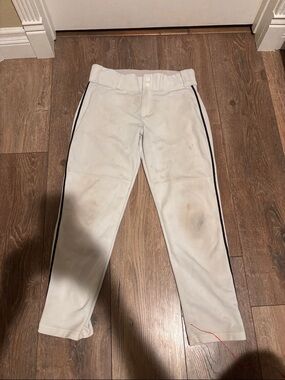 White Baseball Pants with Black Side Piping